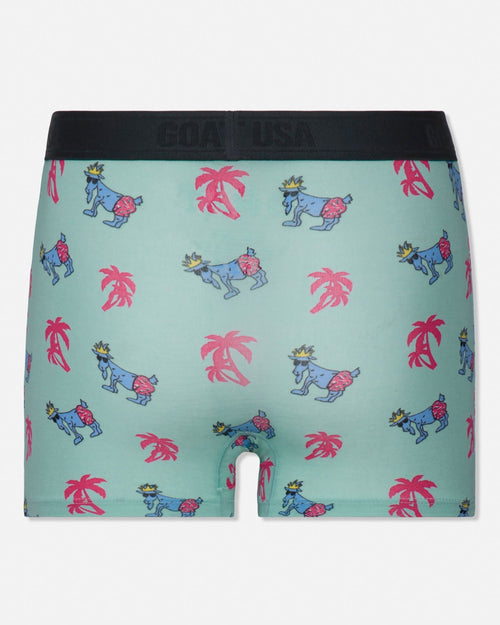 Men's underwear with cartoon goat and palm tree pattern