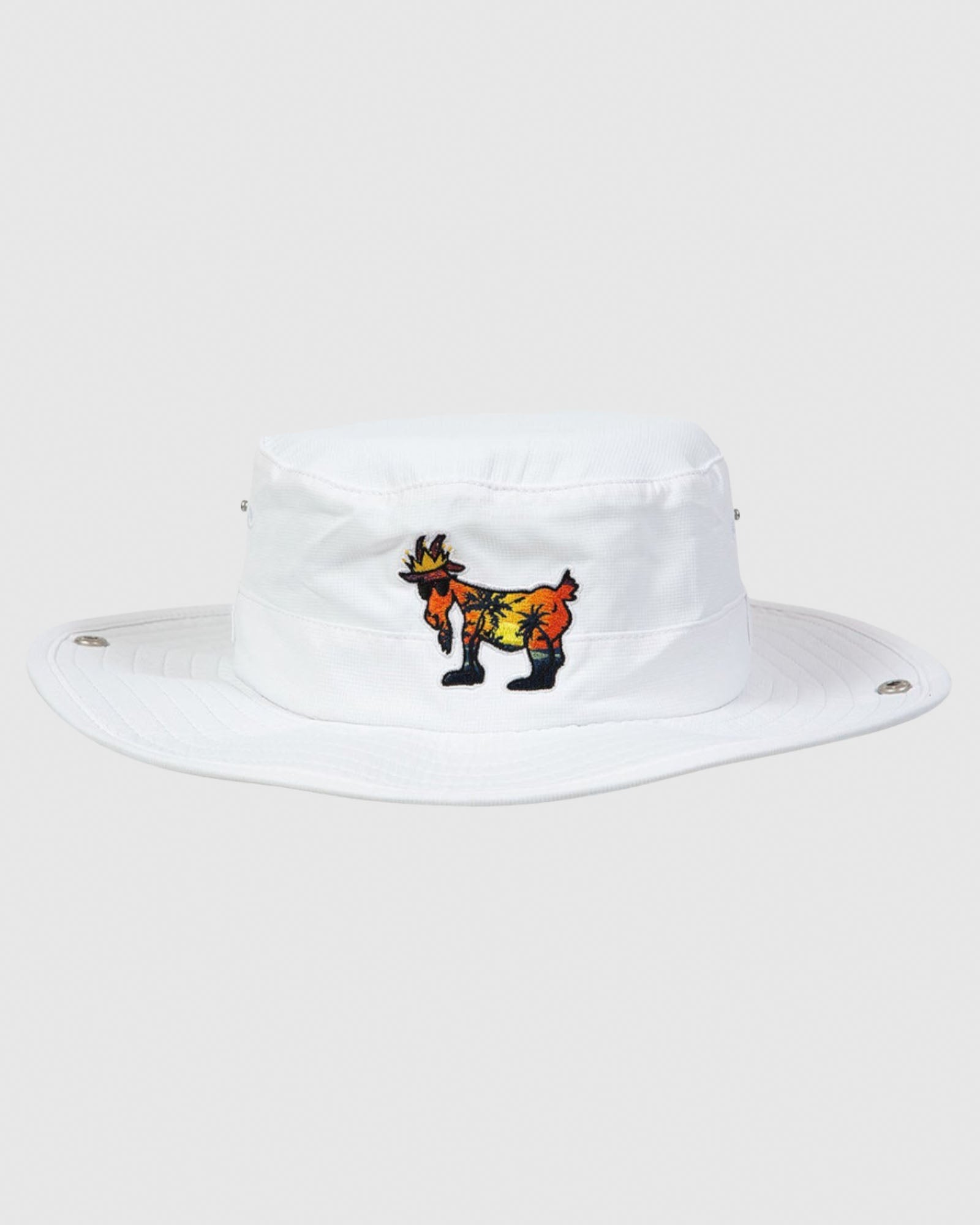 Front of white Palm Tree Bucket Hat