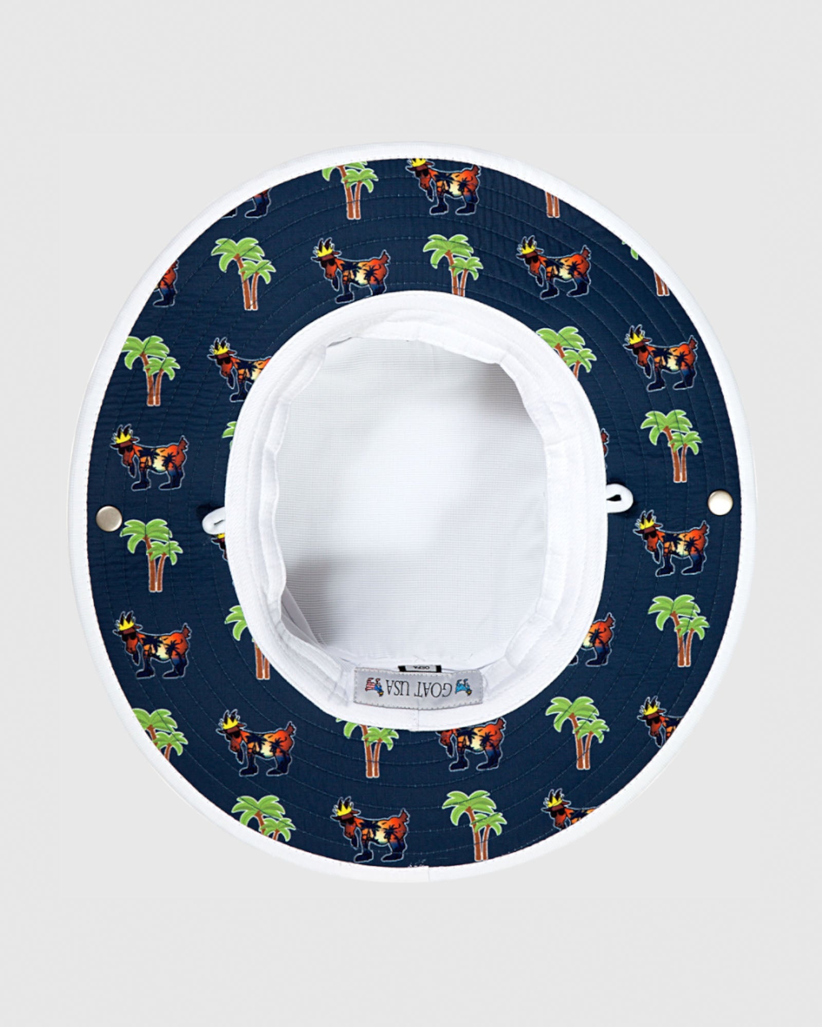 Bottom of white Palm Tree Bucket Hat