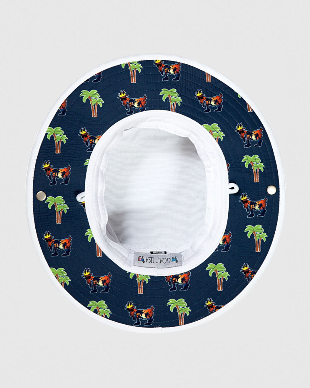 Bottom of white Palm Tree Bucket Hat