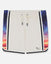 Beige shorts with colorful palm tree design on a white background