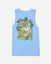 Back of carolina blue tank top with pineapple goat design