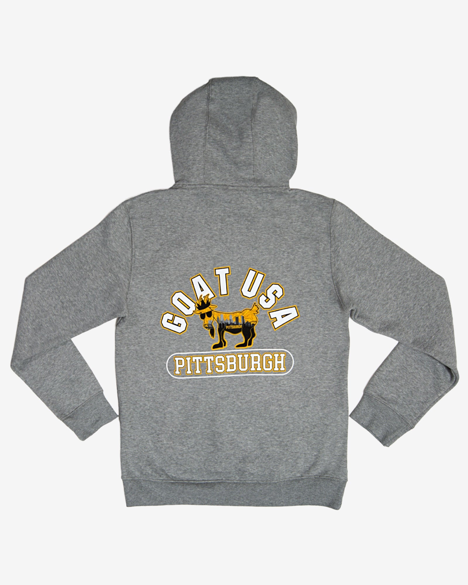 Back of gray Pittsburgh hooded sweatshirt#color_gray