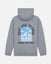 Gray hoodie with graphic design on the back featuring text and a polar bear illustration.