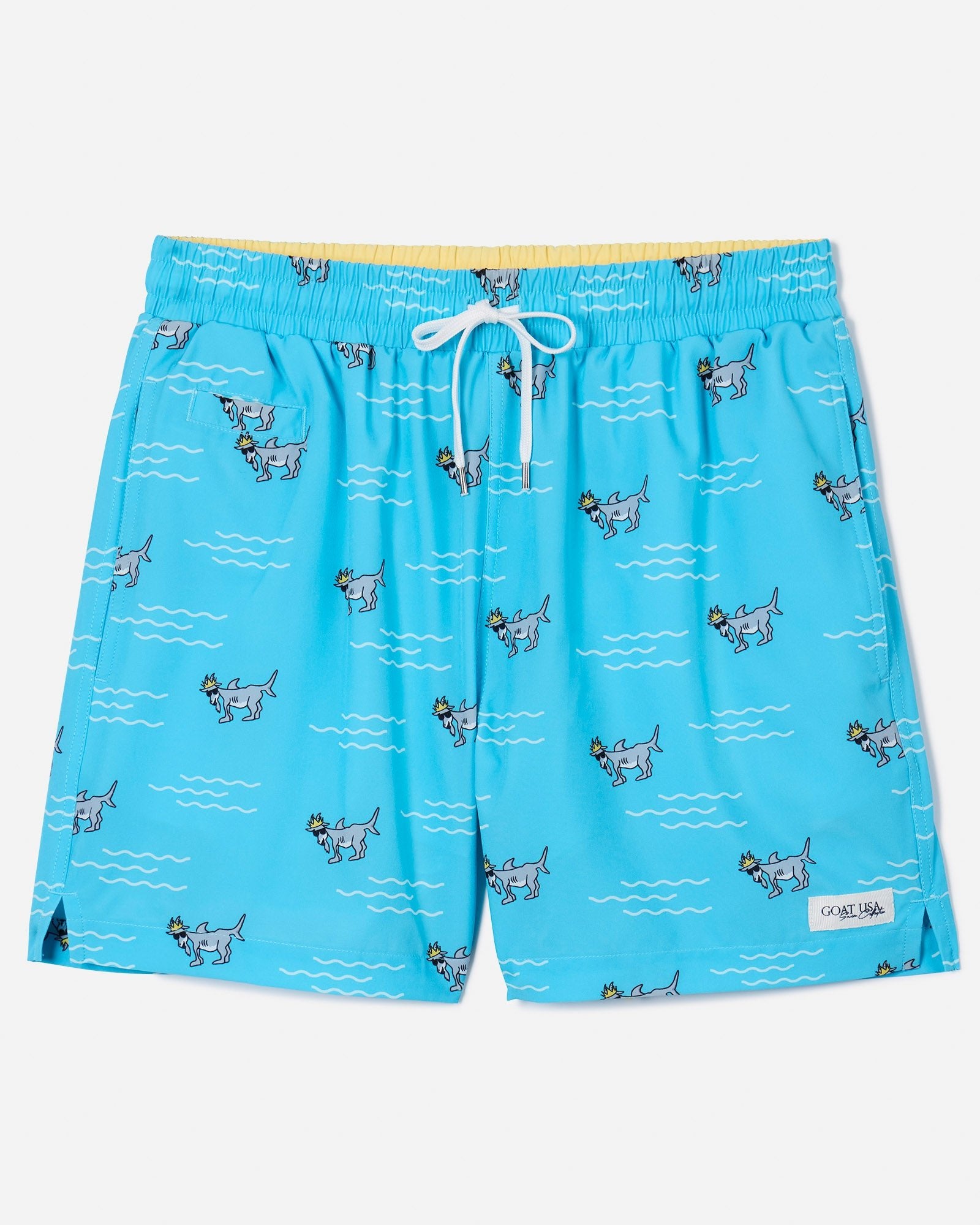 Front of the blue shark bathing suit