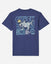 Back of navy t-shirt with Chuck the shark GOAT graphic