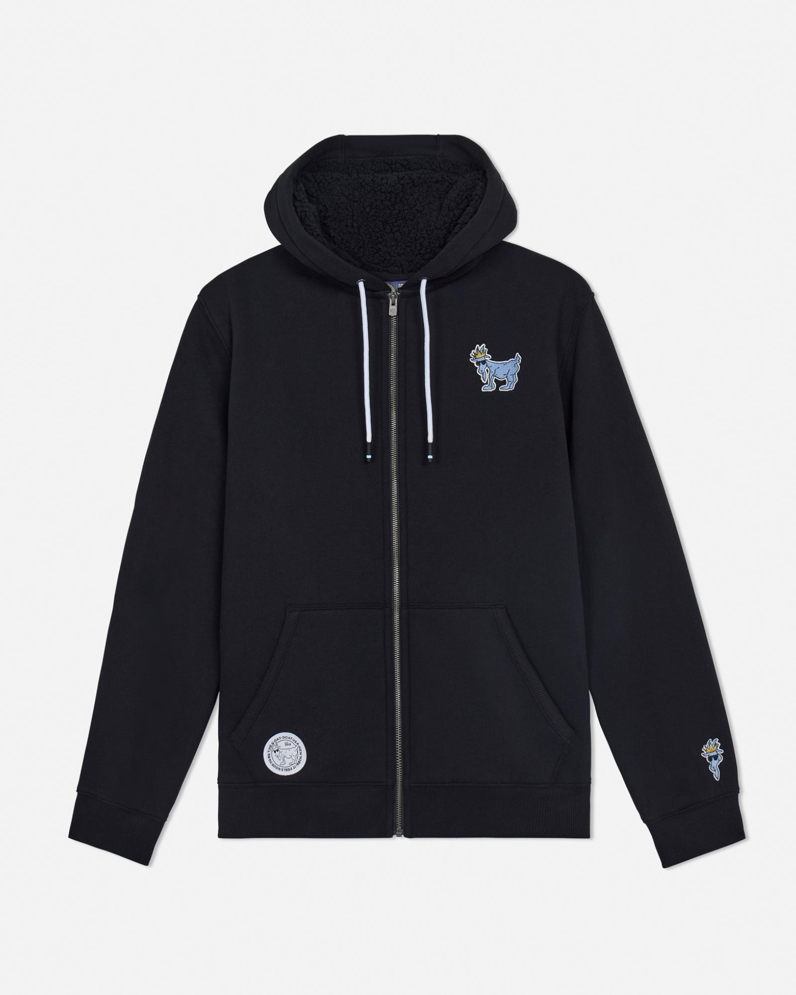 Front of Black sherpa-lined full-zip sweatshirt#color_black