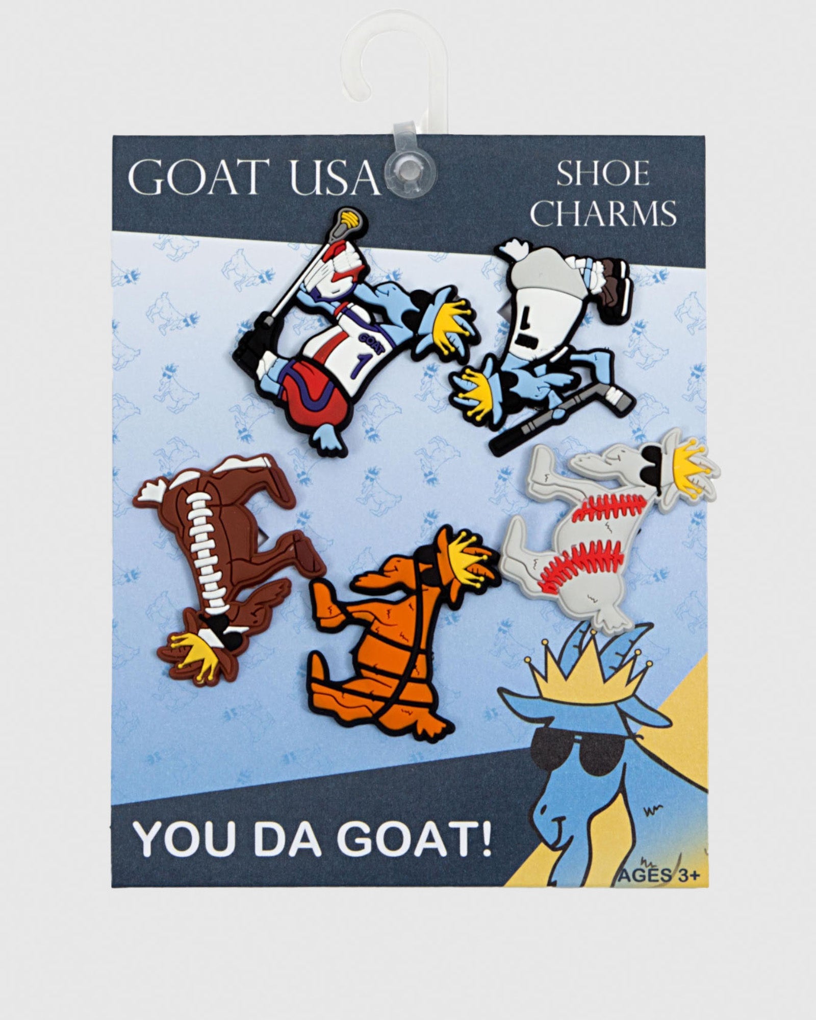 Display card with sports-inspired shoe charms#style_sports