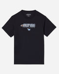 Black shirt with football that goes through the wording "GOAT USA"