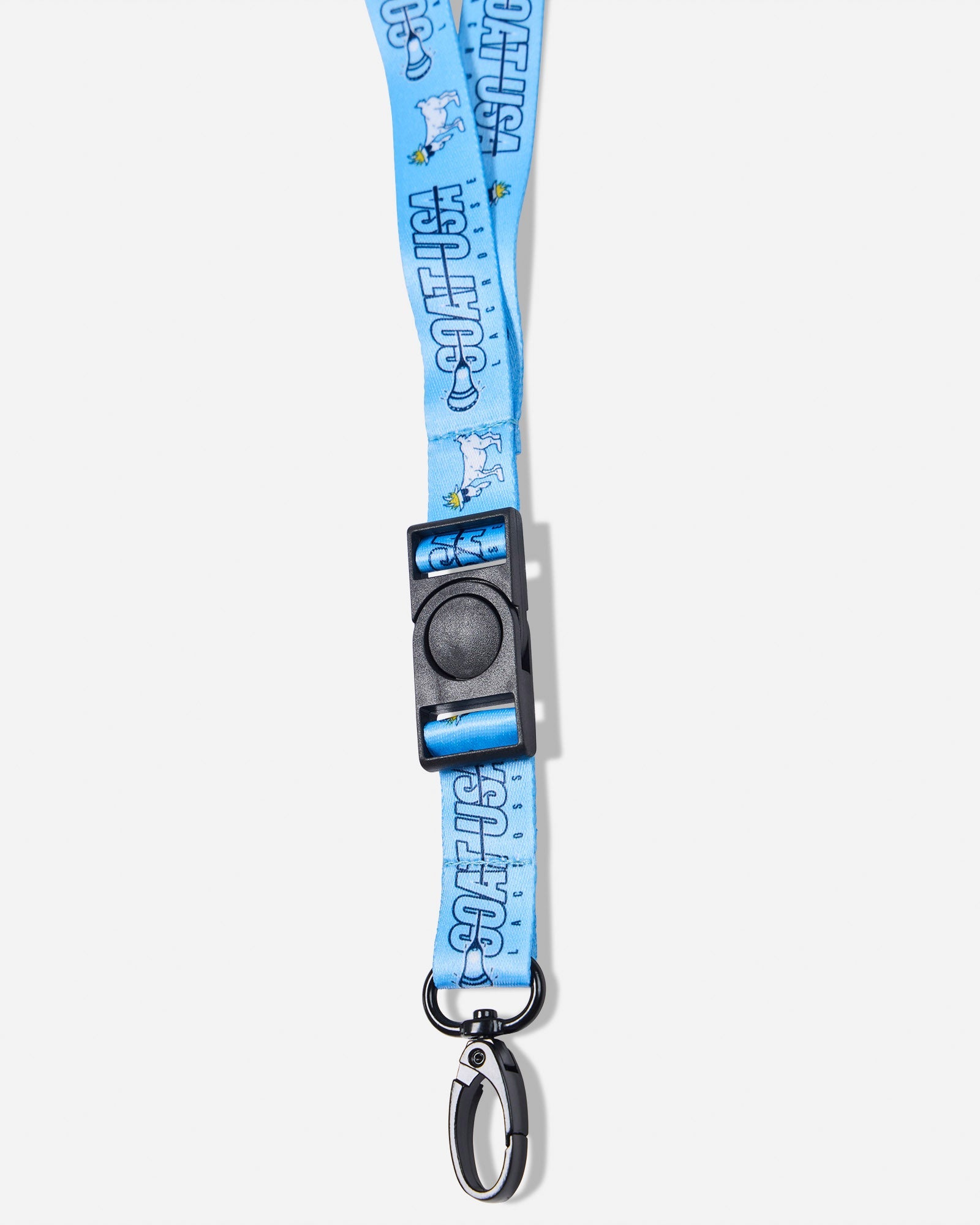 Close-up of carolina-blue showtime lacrosse lanyard