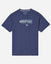 Navy shirt with soccer ball that goes through the wording "GOAT USA"