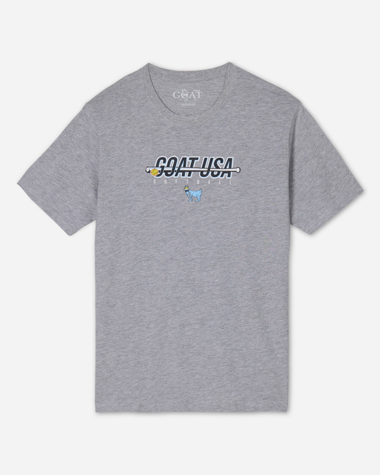 Gray shirt with softball bat that goes through the wording 