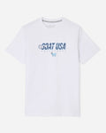 White shirt with volleyball that goes through the wording "GOAT USA"