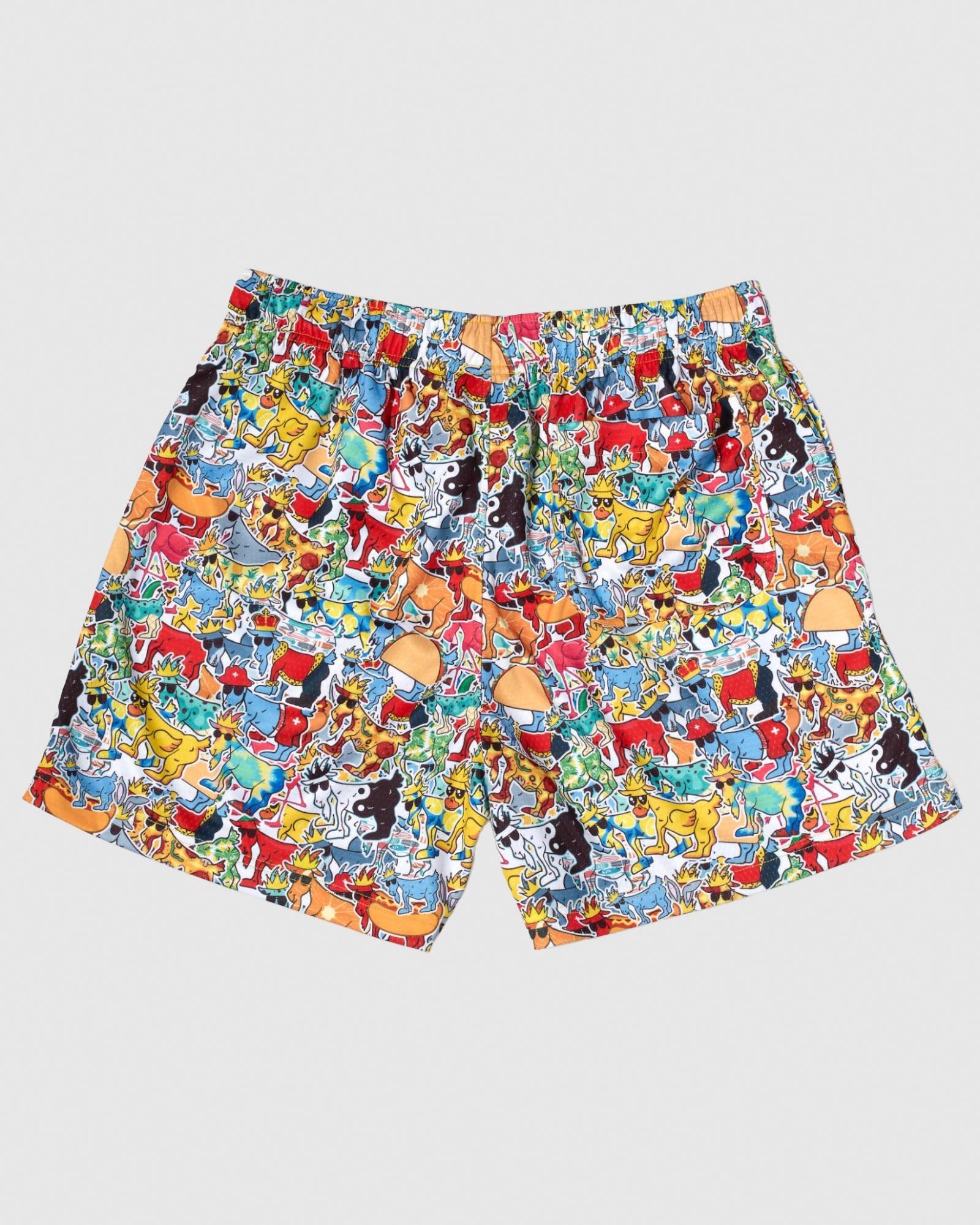 Back of sticker wrap design mesh shorts