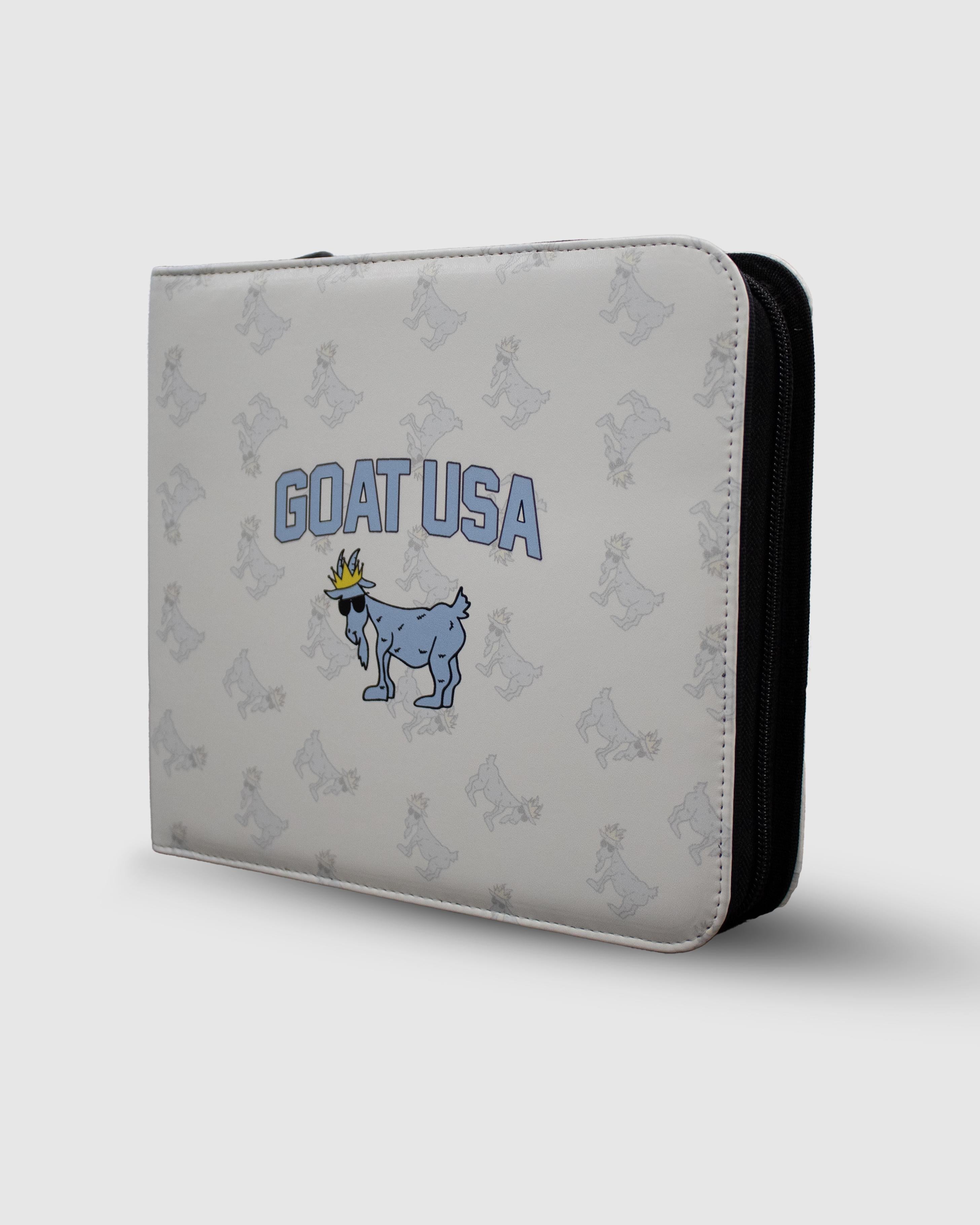 Front of white binder with GOAT USA logo