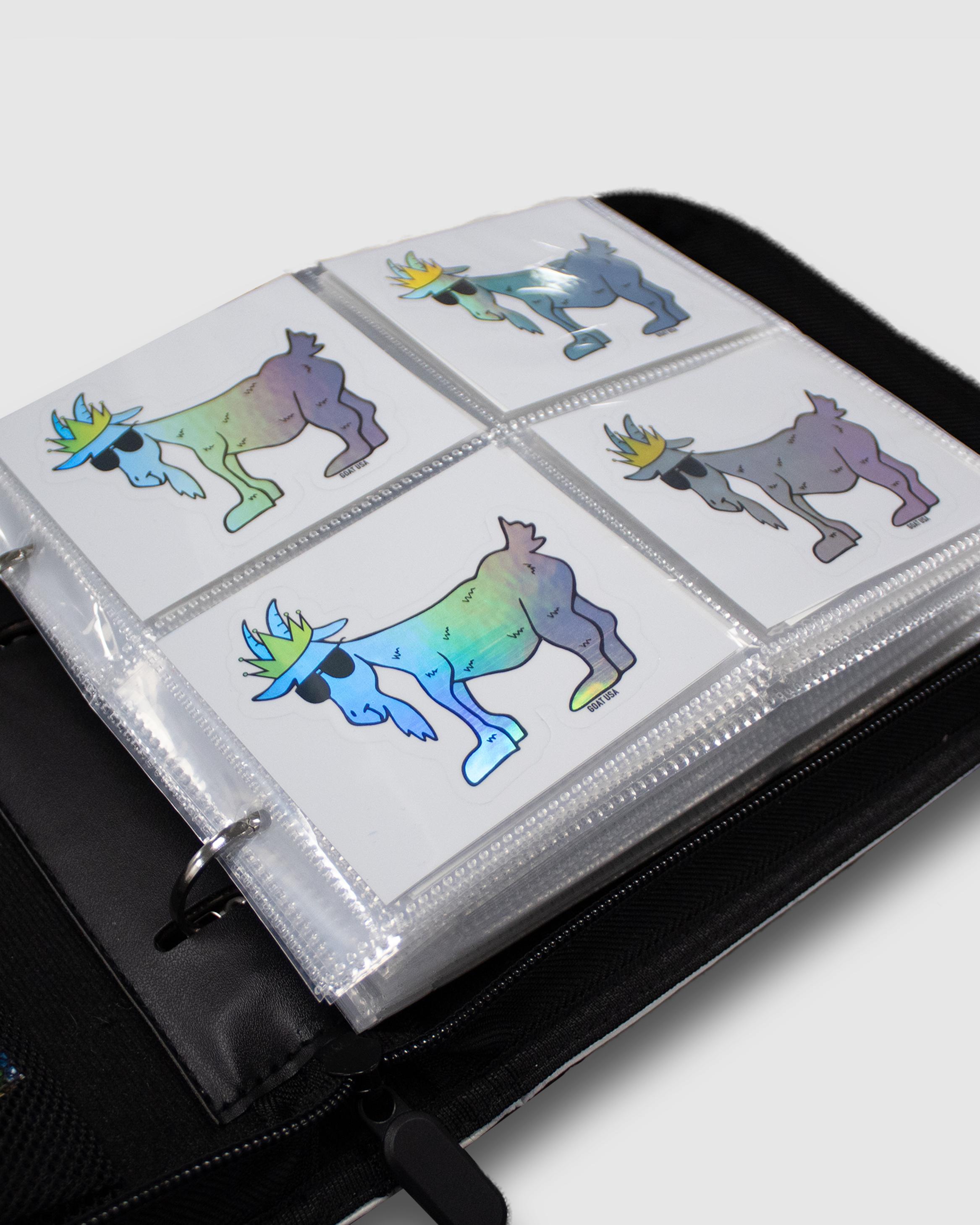 Shiny stickers in binder sheets