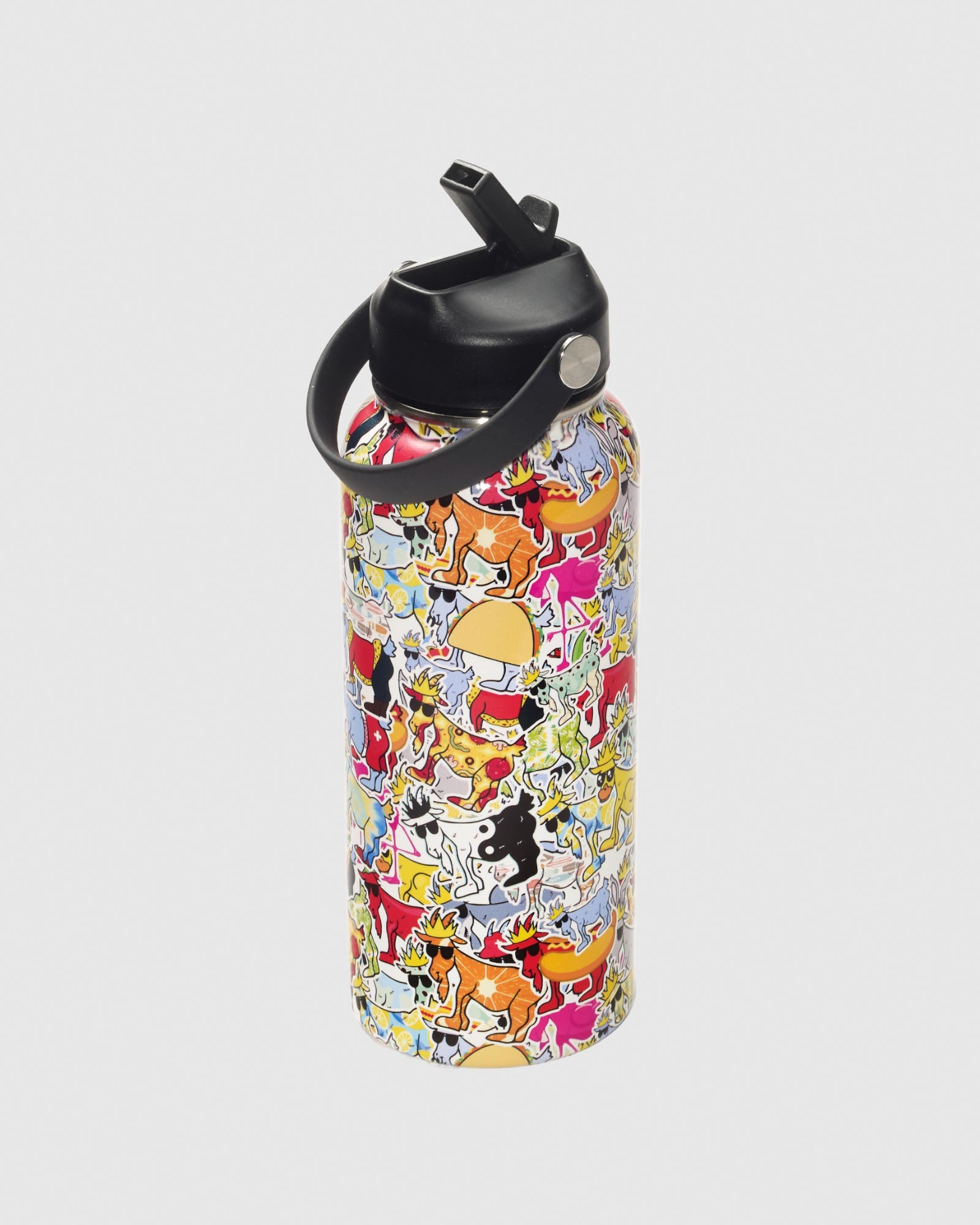 Summer Sticker Wrap Water Bottle with straw up