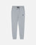 Gray sweatpants with a small black logo on a white background#color_space-dye-gray