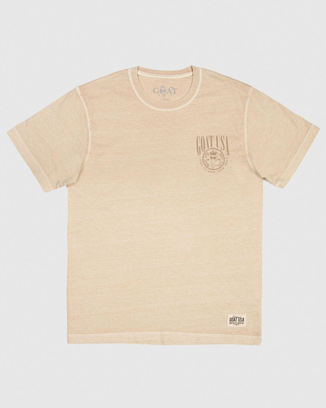 Sandshell t-shirt with alternate GOAT USA logo on left chest#color_oatmeal