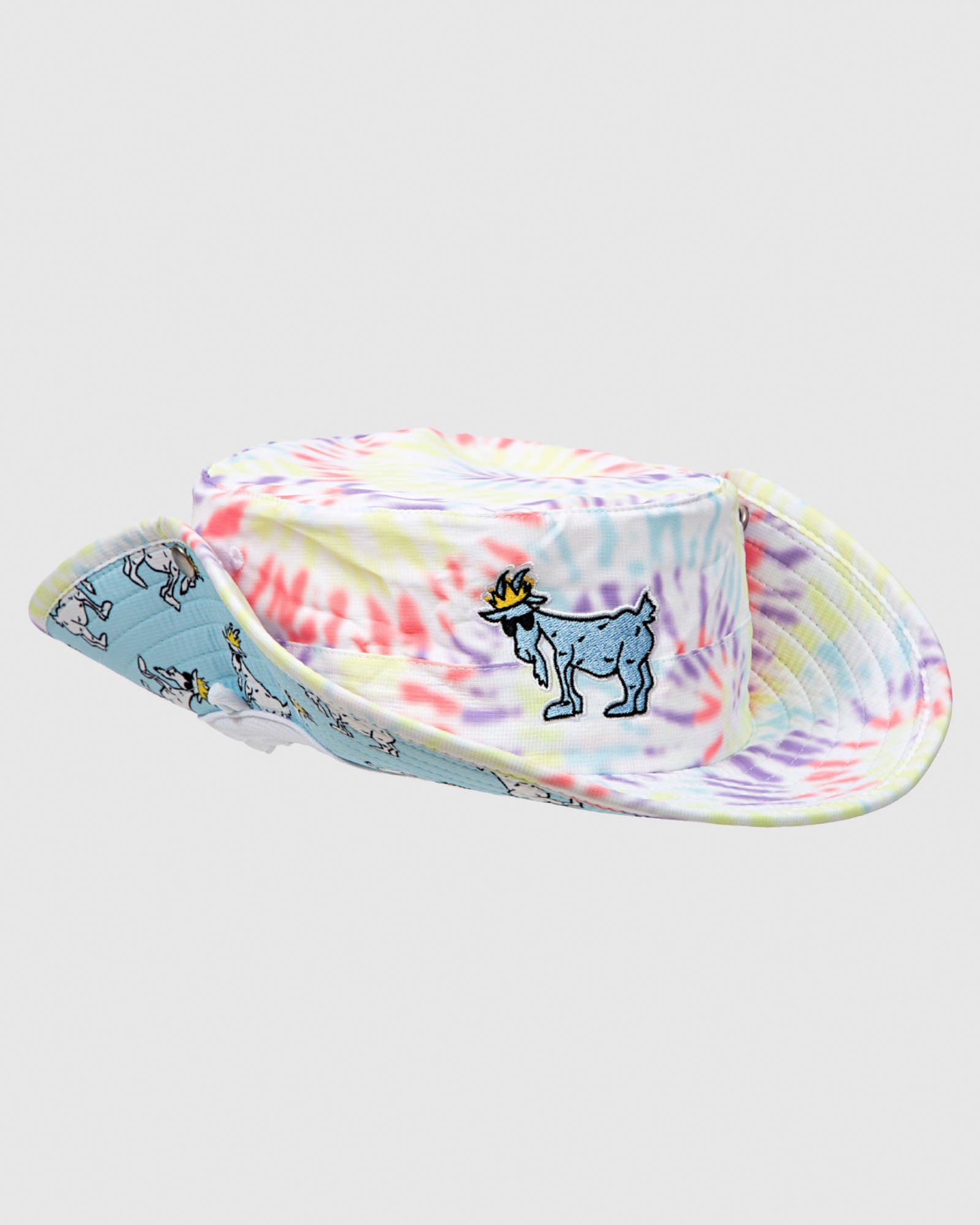 Tie-Dye Bucket Hat with flaps up