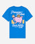 Back of royal blue t-shirt with goat piggy bank graphic and 'Pennies to Riches GOAT USA Cash Money Club' text