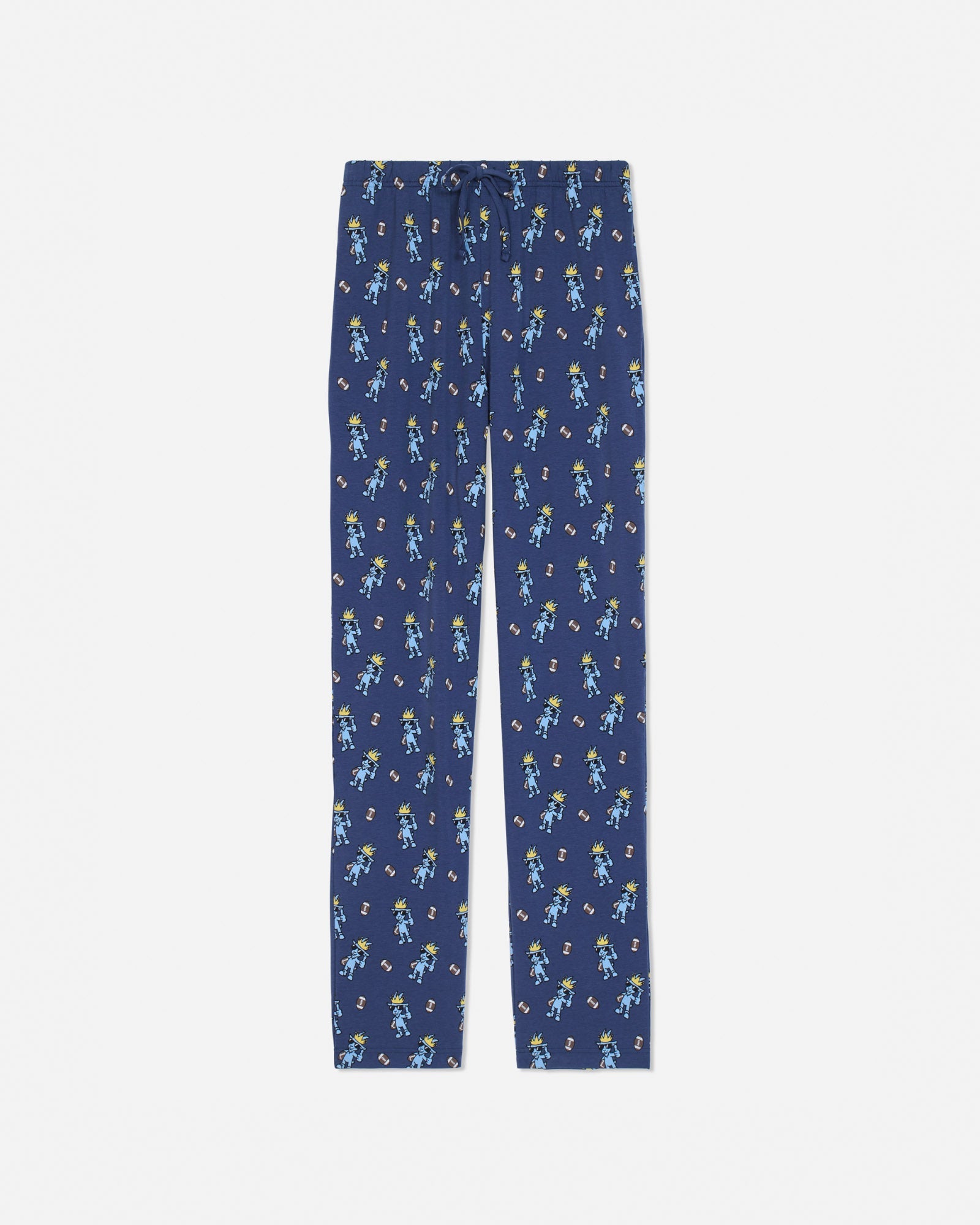 Navy pajama pants with goat and football design