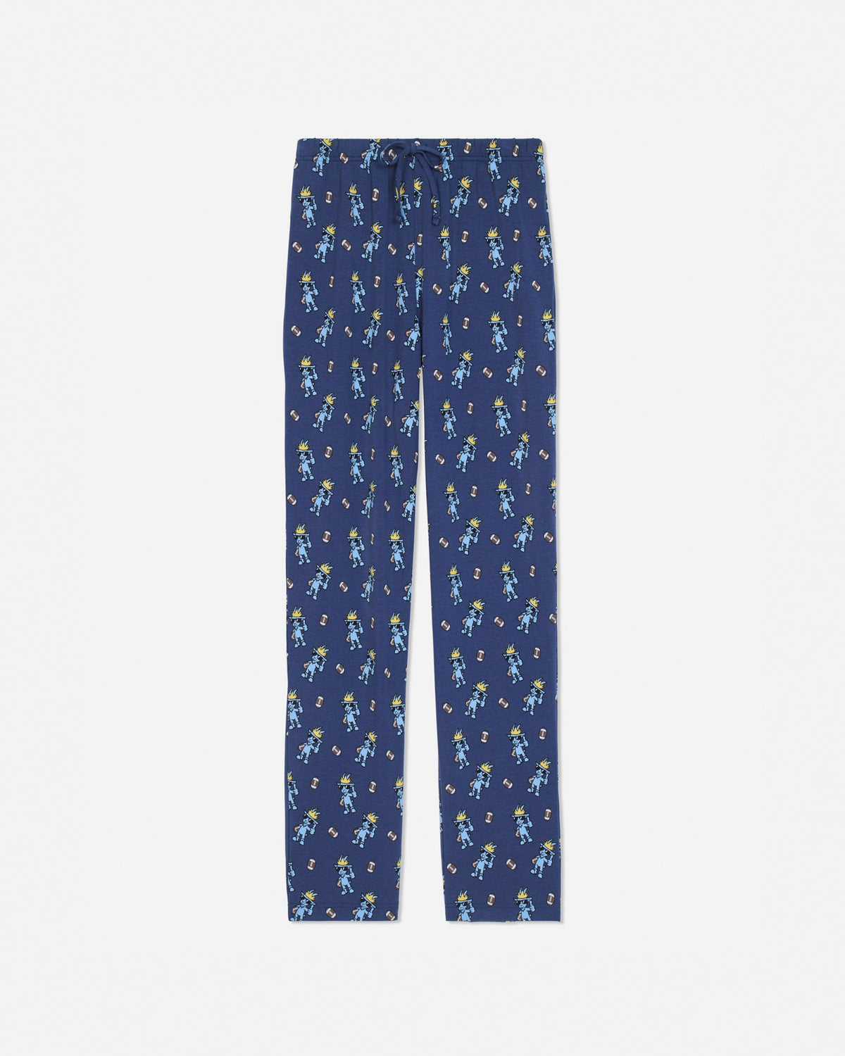 Navy pajama pants with goat and football design