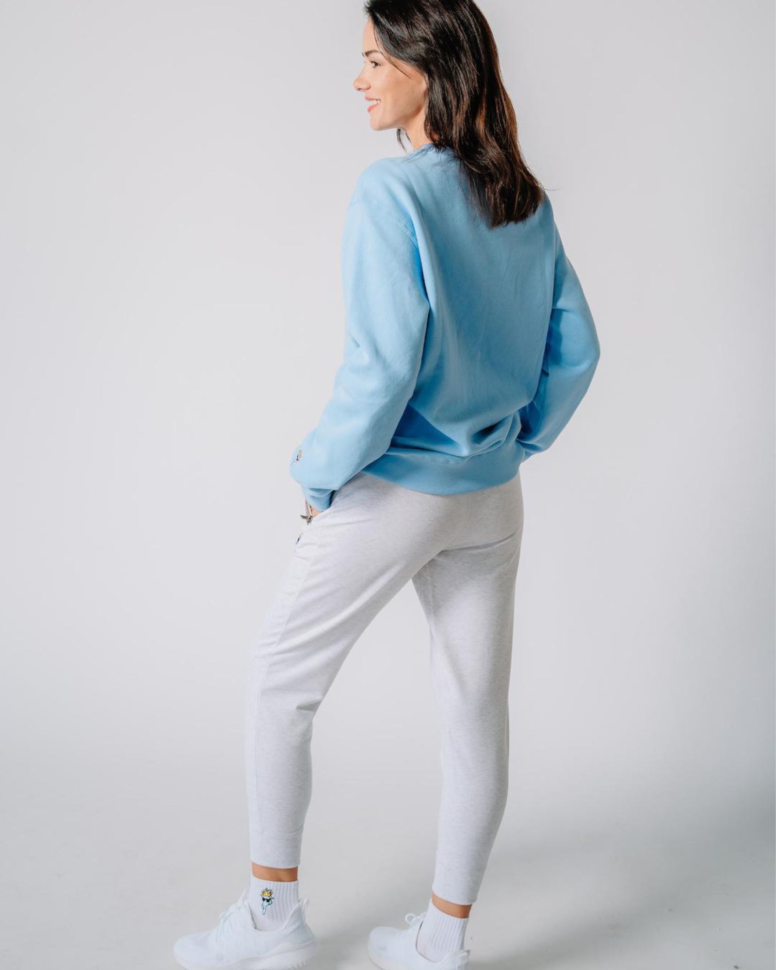 Model wearing white Women's Athletic Joggers#color_white