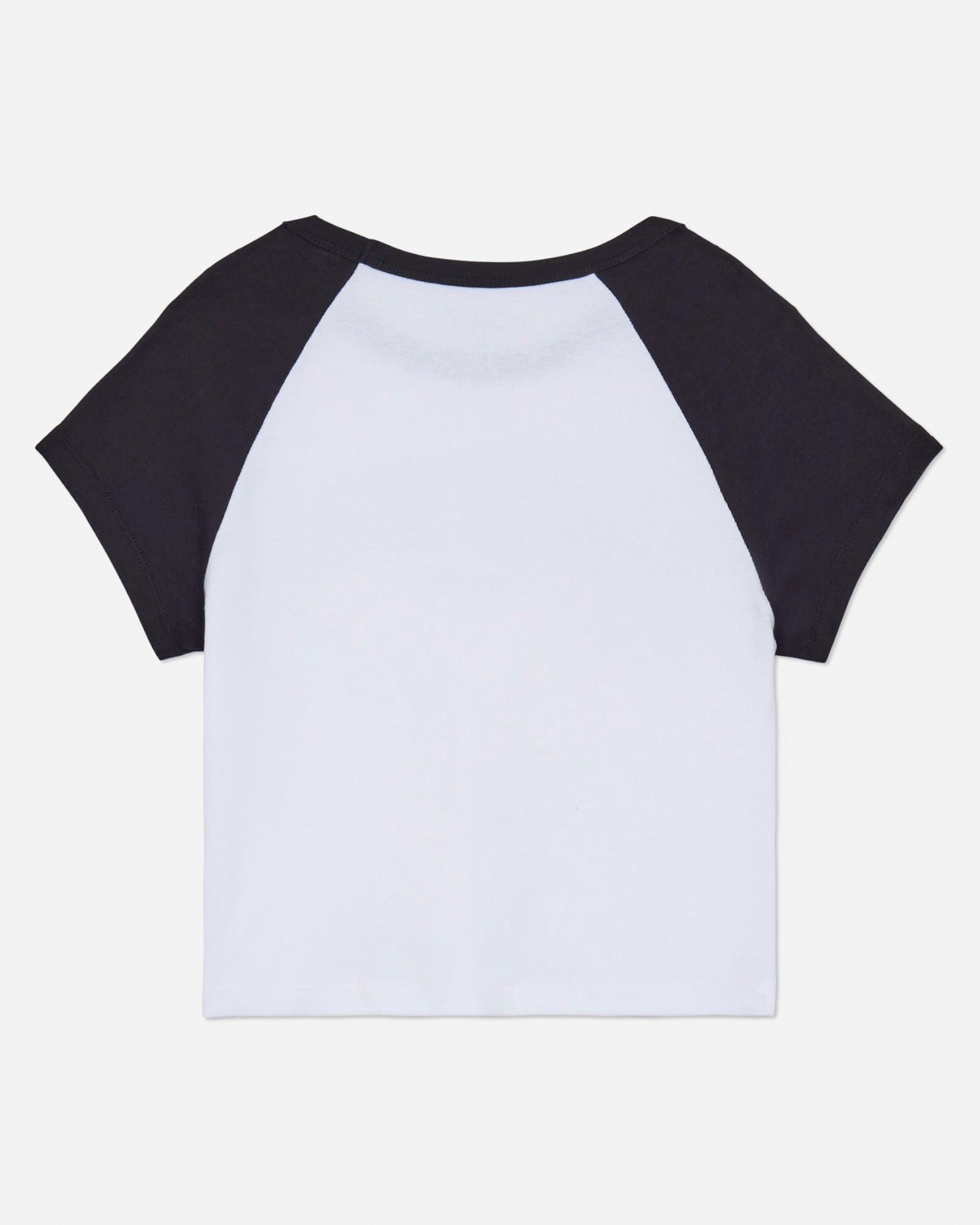 Back of black and white baby tee