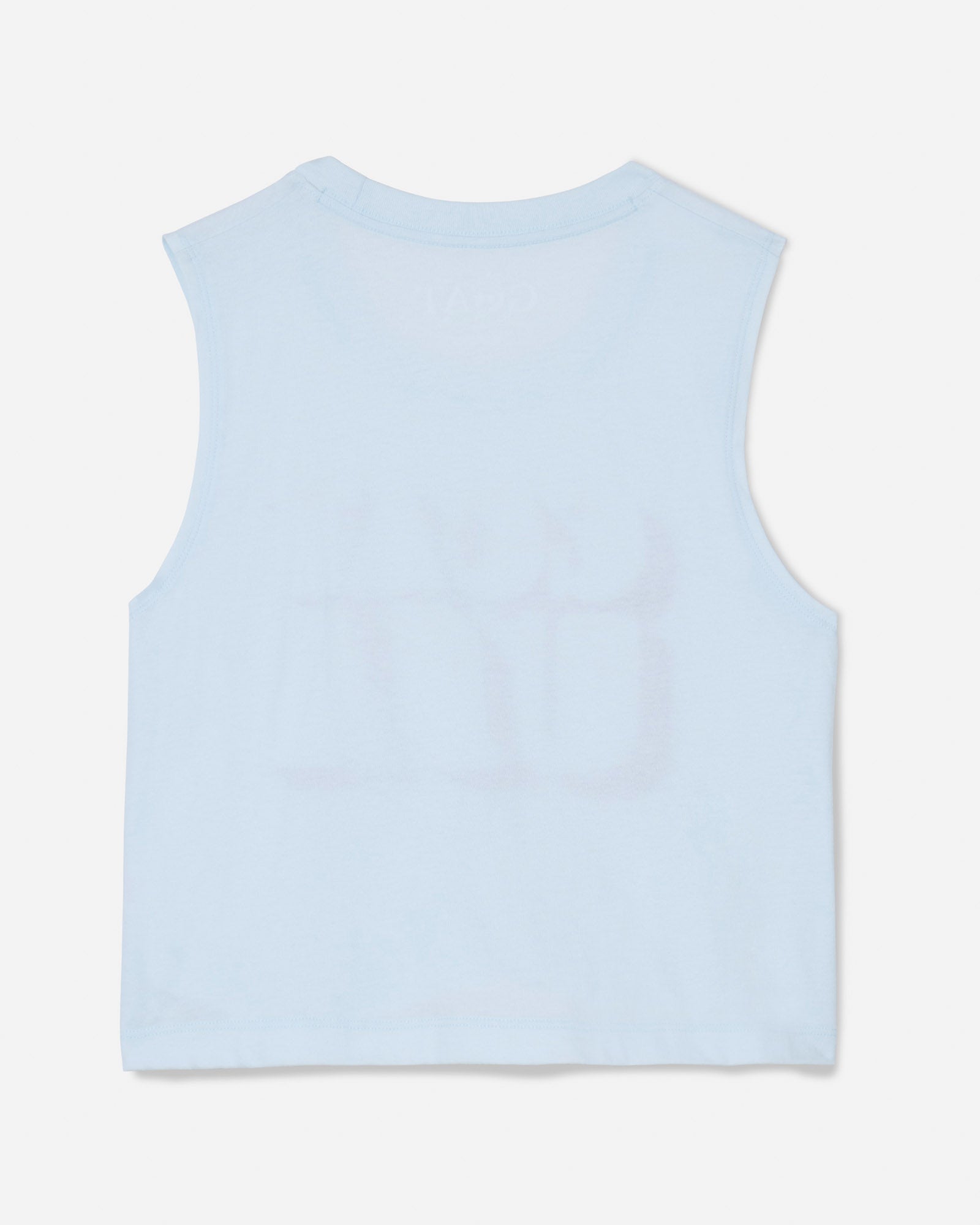 Back of ice blue women's GOAT USA swing tank
