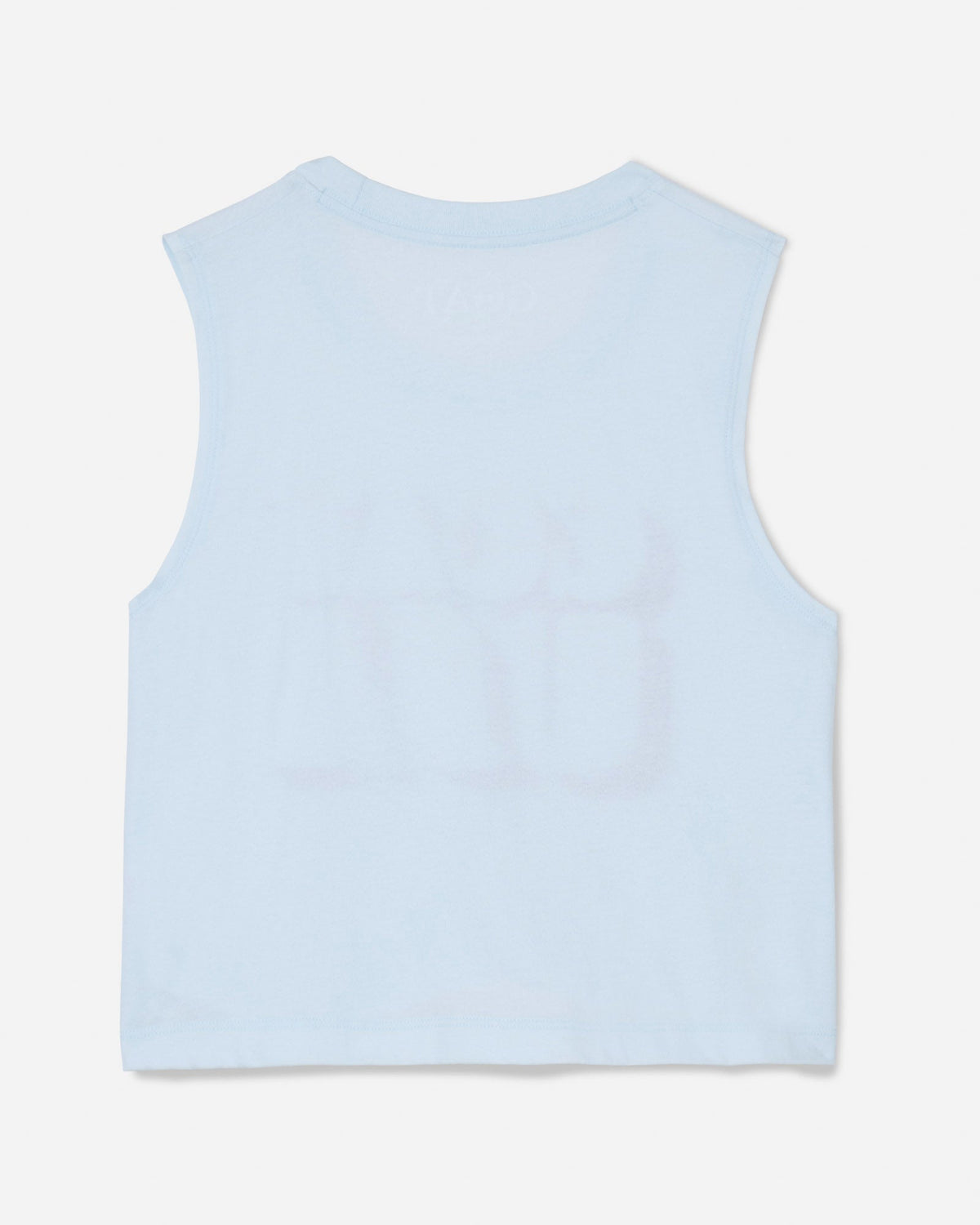 Back of ice blue women's GOAT USA swing tank