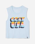 Front of ice blue women's GOAT USA swing tank