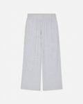Light gray wide-leg cropped pants with an elastic waistband, shown flat against a white background.