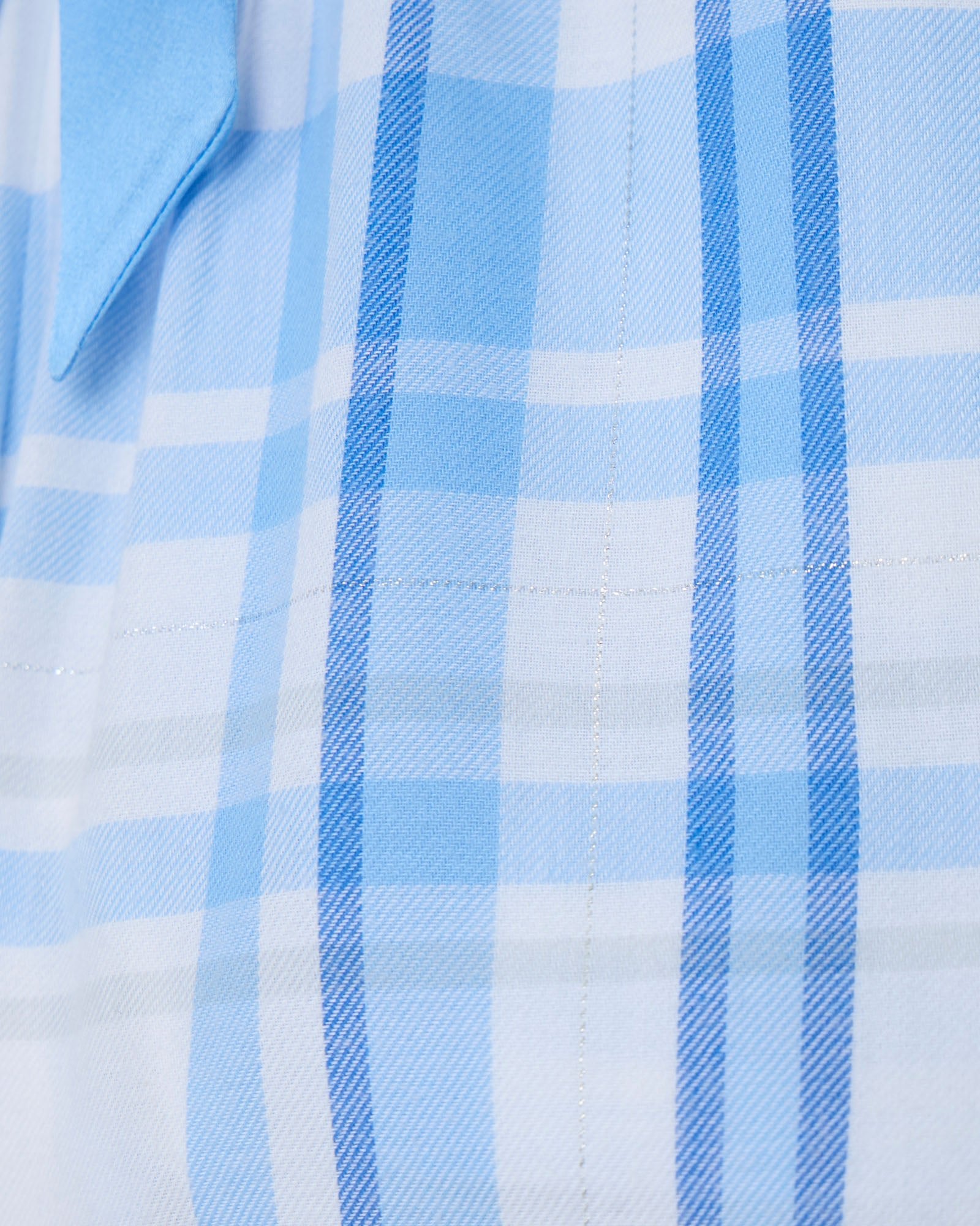 Close-up of a blue and white checkered fabric