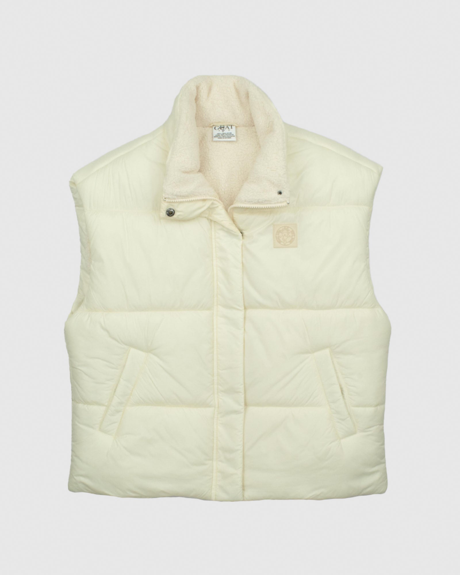 Front of ivory Women's Puffer Fleece Vest#color_ivory