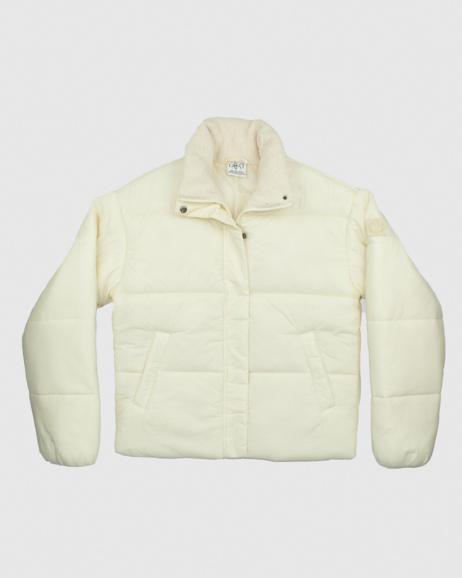 Front of ivory Women's Puffer Jacket#color_ivory