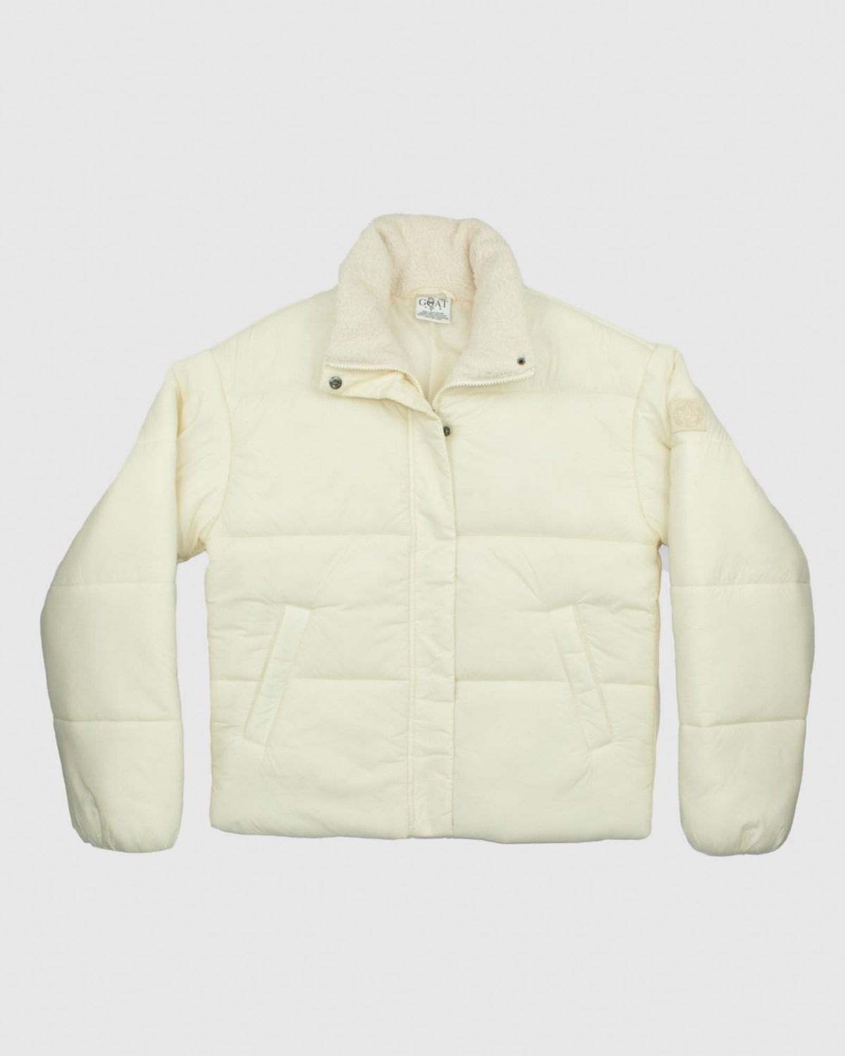Front of ivory Women's Puffer Jacket#color_ivory