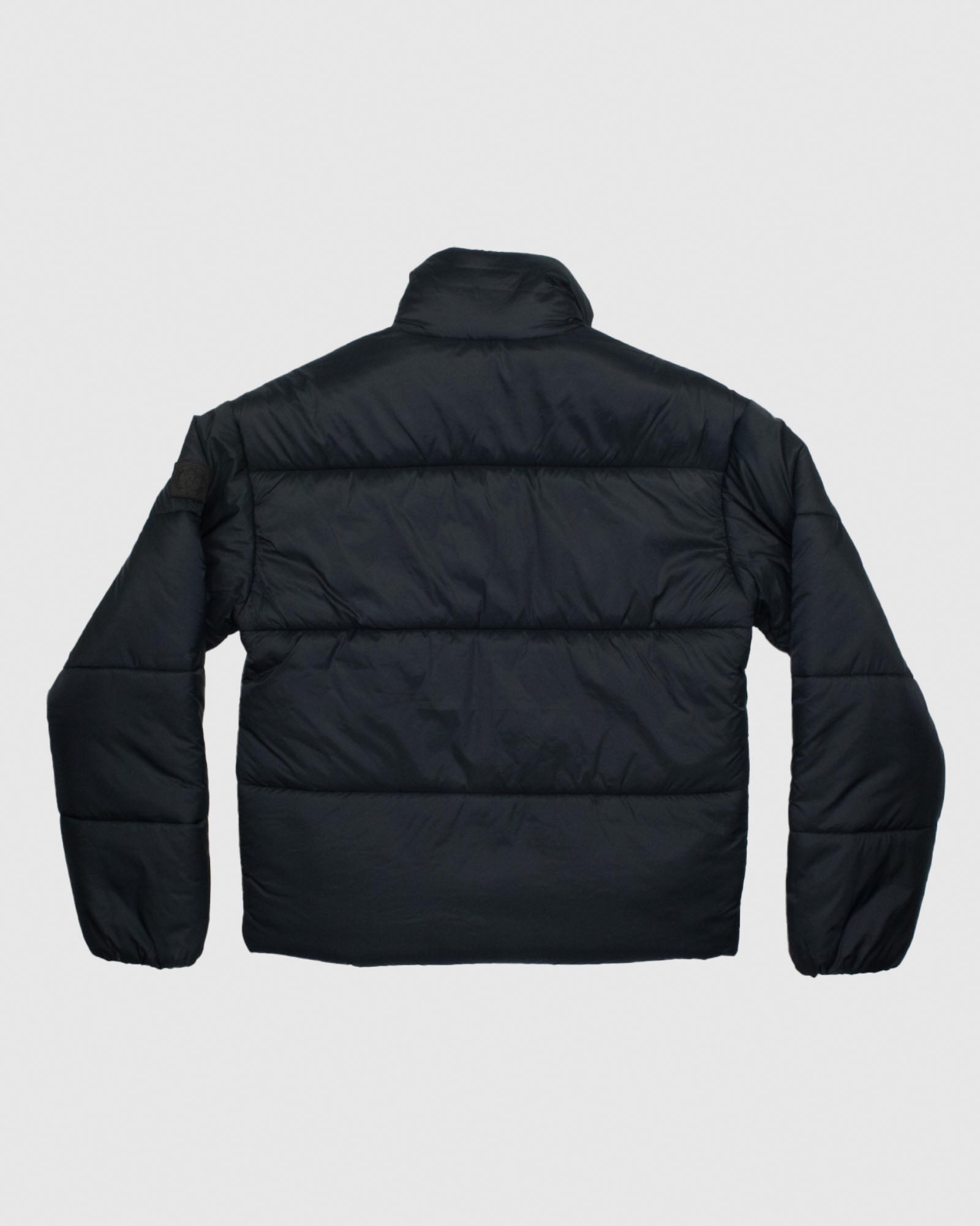 Back of black Women's Puffer Jacket#color_black
