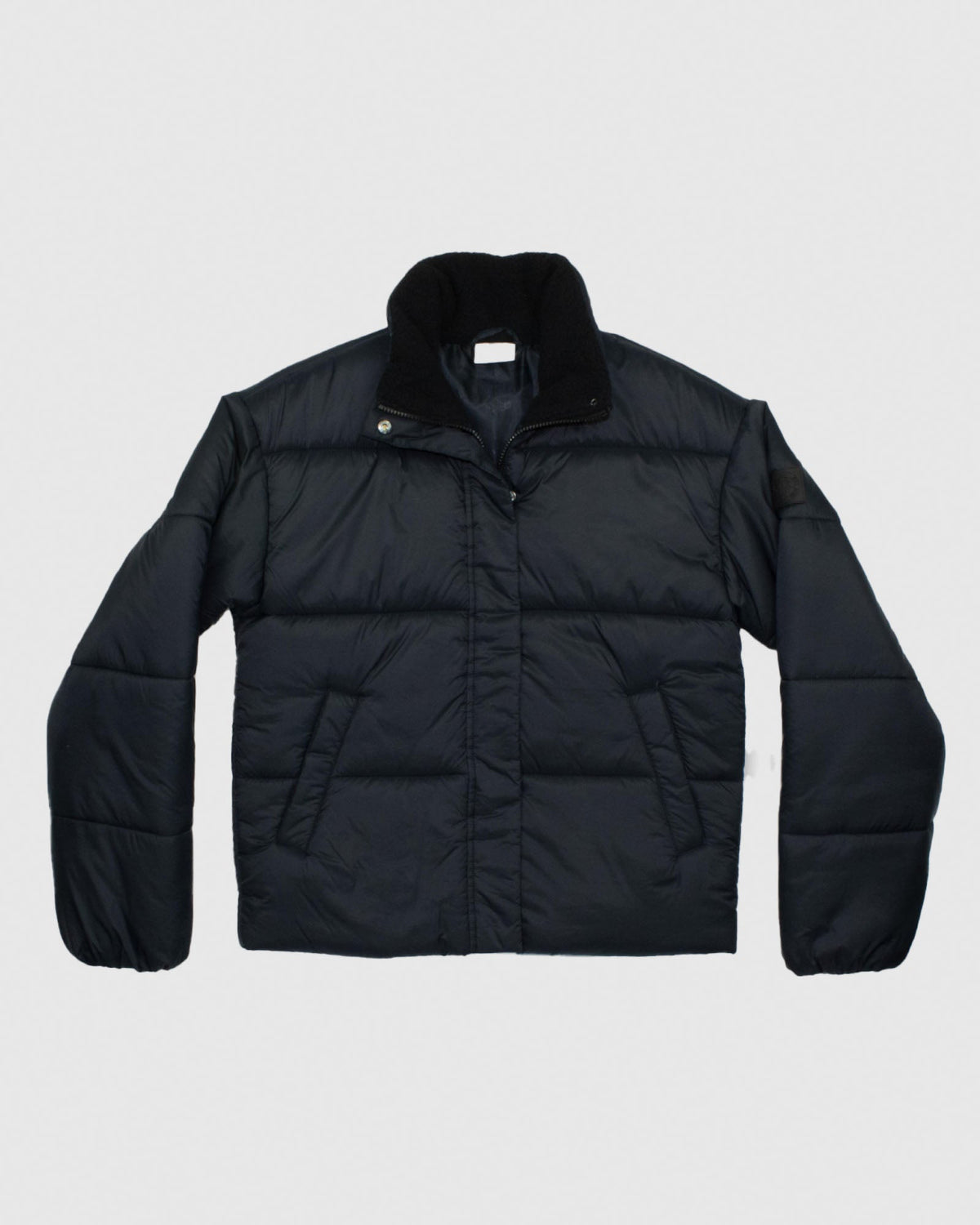 Front of black Women's Puffer Jacket#color_black