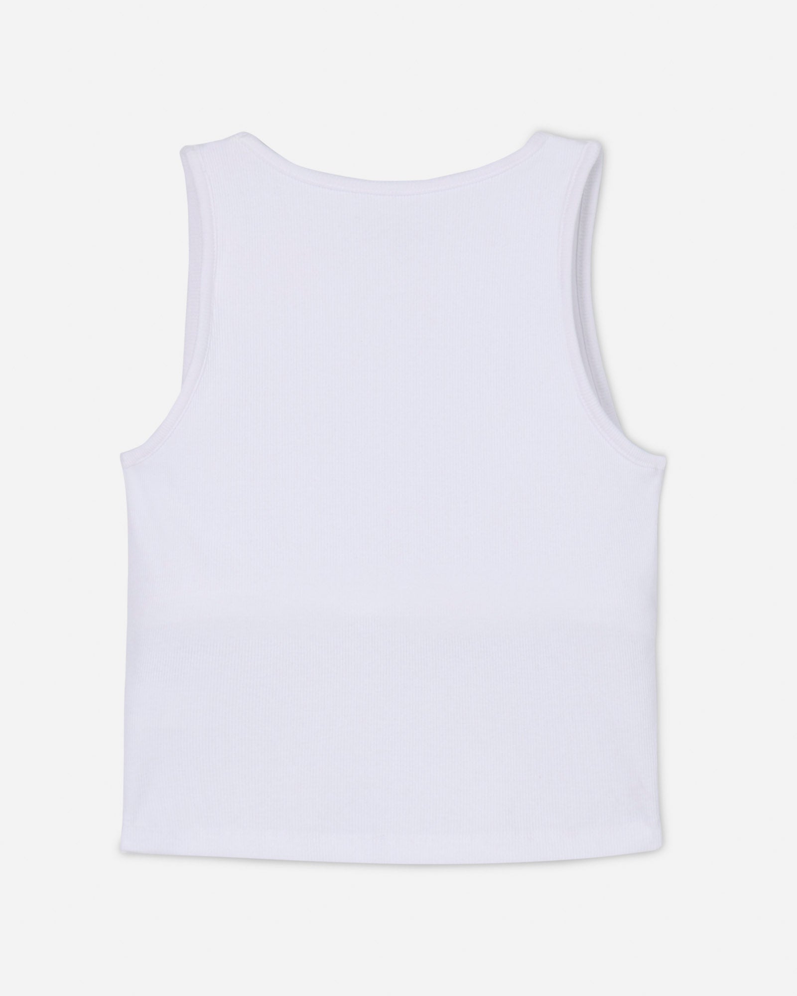 Back of white women's cut tank top#color_white