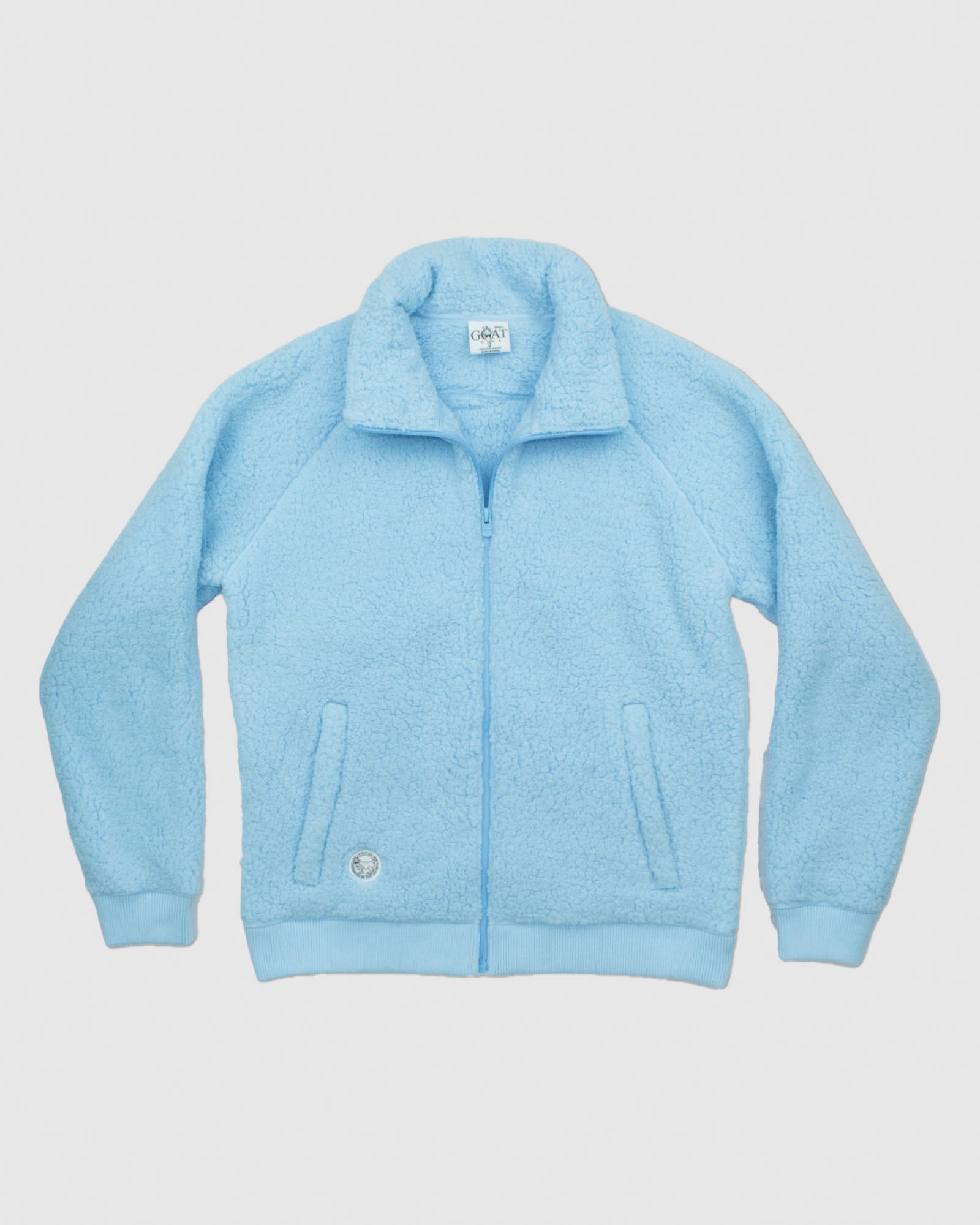 Front of carolina blue Women's Sherpa Full Zip Jacket#color_carolina-blue