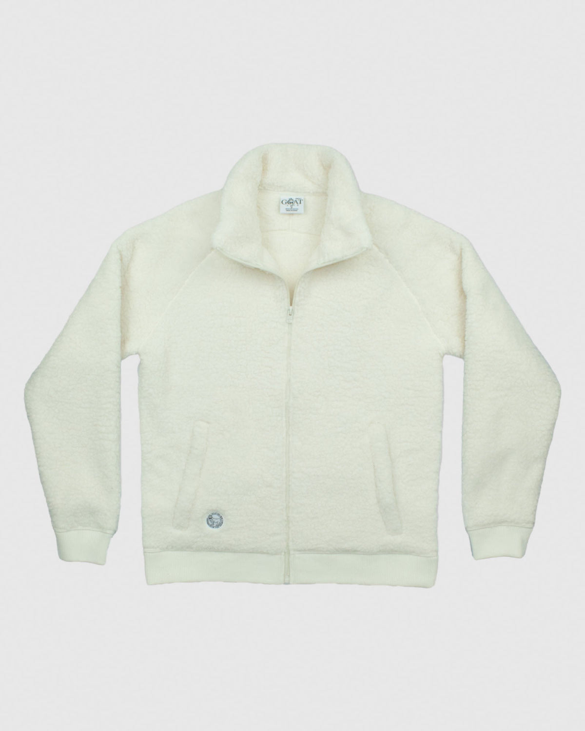 Front of ivory Women's Sherpa Full Zip Jacket#color_ivory