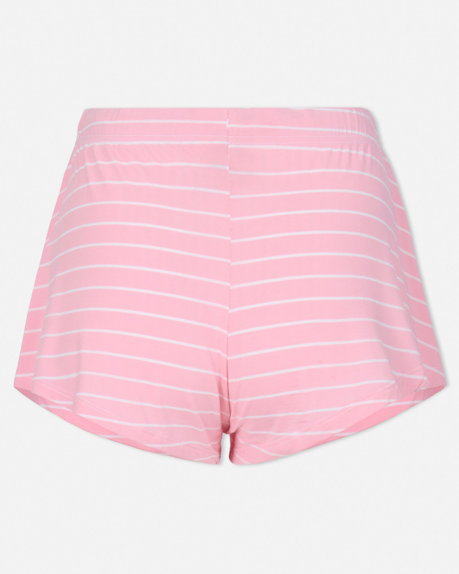 Back of pink striped pajama shorts#color_pink