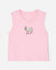 Front of pink women's cut tank top with surfboard goat center-chest design